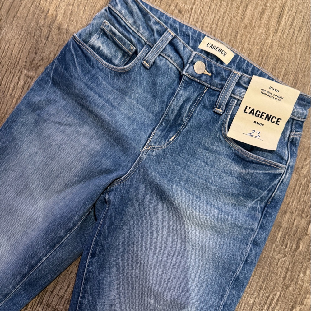 L’Agence Ruth High Rise Straight Jeans in Cowan. - Picture 8 of 14